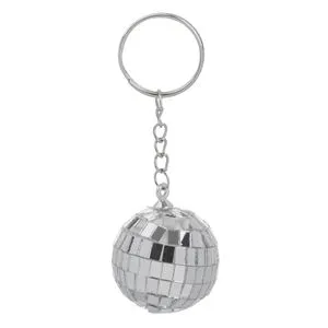 Breloc cu design disco ball, argintiu, 11 cm