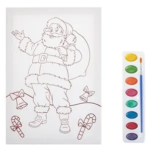Set de Colorat de Craciun cu Canvas A4 și Acuarele
