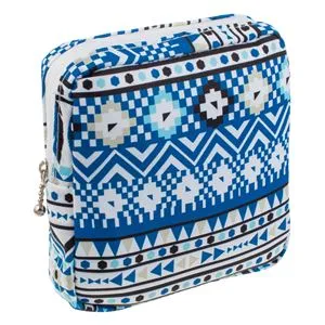 Portfard textil model Aztec albastru pentru organizare și stocare