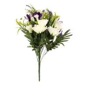 Buchet Flori Artificiale Mov și Albe, 60 cm