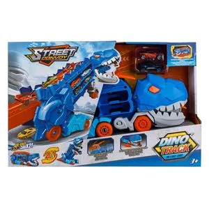 Pista Camion Dinozaur cu 2 Vehicule, Albastru, Plastic