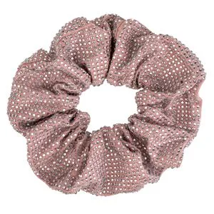 Elastic de păr textil cu strasuri argintii Roz Nude