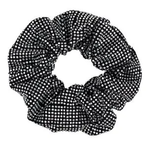 Elastic de par textil negru cu strass argintiu