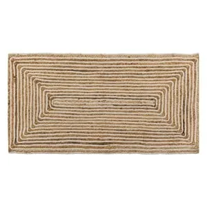 Covoras dreptunghiular din iuta, Bej cu model liniar, 100x50 cm