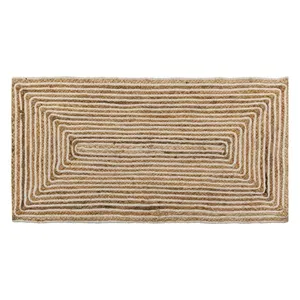 Covoras dreptunghiular din iuta, Bej cu model liniar, 100x50 cm – poza 2