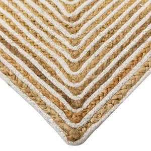 Covoras dreptunghiular din iuta, Bej cu model liniar, 100x50 cm – poza 3
