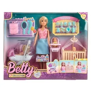 Set Papusă Mamă cu 3 Copii și Accesorii pentru Jocuri de Rol