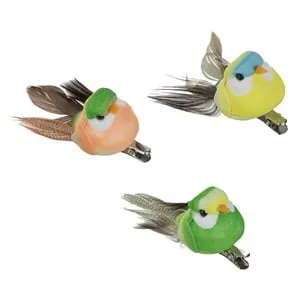 Set Pasari Decorative Colorate cu Pene pentru Perdele 7cm - 3buc