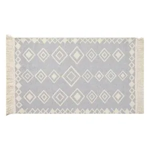 Covor decorativ tufted cu franjuri, Gri Ecru, 90x60 cm