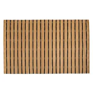 Suport farfurie din bambus, Bej cu dungi negre, 45x30cm