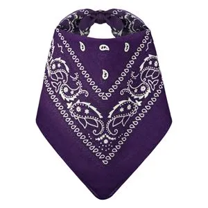 Bandana din Bumbac Mov cu Model Paisley, 54x54 cm