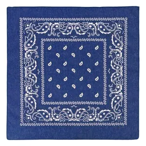 Bandana din Bumbac Albastru cu Model Paisley 54x54cm – poza 3
