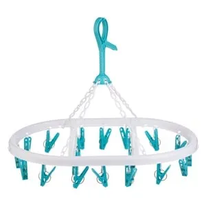 Set 20 Carlige pentru Uscator de Rufe Oval din Plastic Alb
