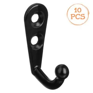 Carlige Metalice Negre cu Suruburi - Set de 10 buc