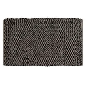 Covoras decorativ din piele artificiala, Bej-Negru, 130x90 cm
