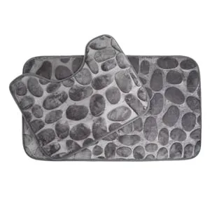 Set Covorase de Baie Gri Pietre Reliefate - 2 buc