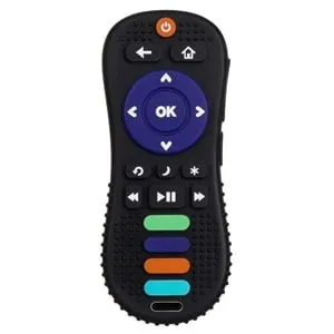 Jucarie de dentitie silicon telecomanda TV neagra