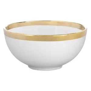 Bol Ceramic Alb cu Margine Aurie pentru Bucătărie