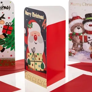 Set Felicitări de Crăciun cu Buzunar pentru Bani, 4 Modele Diferite, 9x16 cm, cu Plicuri Roșii – poza 3