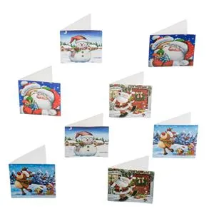 Set Felicitări de Crăciun, 8 buc, 4 Modele Diferite, Multicolore, 5.5x5.5cm