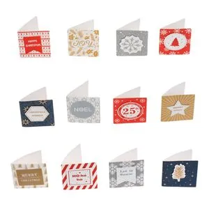 Set Felicitări de Crăciun Autocolante, 12 Modele Diferite, 5.5x6cm, 24 Bucăți