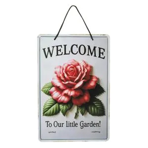 Decoratiune Metalică Suspendabilă Trandafir 'Welcome To our Little Garden'
