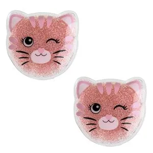 Set 2 comprese reci pentru ochi cu design pisica, 7x7 cm, roz