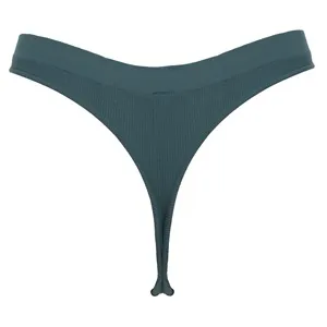Chiloți string ribbed seamless petrol cu vinietă pentru femei – poza 3