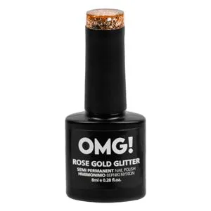 Oja semipermanentă roz aurie cu glitter, 8 ml