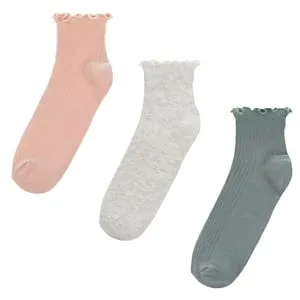 Sosete ribbed roz gri verde menta cu elastic ondulat pentru femei