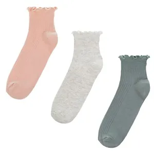 Sosete ribbed roz gri verde menta cu elastic ondulat pentru femei – poza 2