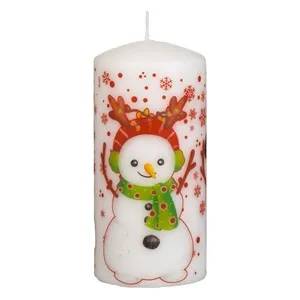 Lumanare decorativă de Crăciun cu imprimeu om de zăpadă