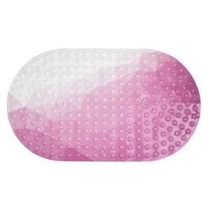 Covoras de baie antiderapant alb roz 58x33cm