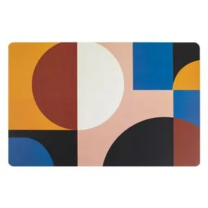 Suport farfurie din plastic cu model forme geometrice colorate, 43.5x28.5cm
