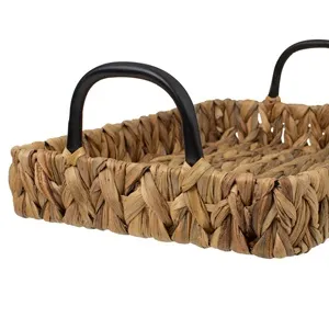 Tavă dreptunghiulară cu ramă metalică și design floral acvatic – poza 5
