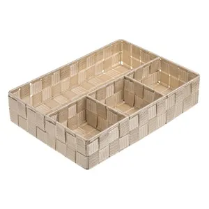 Coș de depozitare bej din rattan împletit cu cadru metalic, 4 compartimente, 33x – poza 2