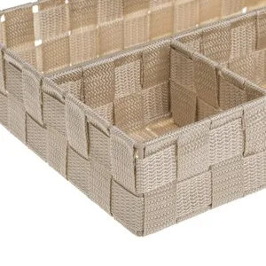Coș de depozitare bej din rattan împletit cu cadru metalic, 4 compartimente, 33x – poza 4