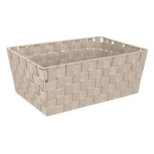Cos de depozitare cu model impletit, Bej, Cadru metalic, 38x26x15cm