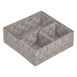 Set 4 Coșuri de Depozitare Tip Rattan Taupe cu Cadru Metalic, 3 Mărimi – poza 2