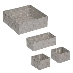 Set 4 Coșuri de Depozitare Tip Rattan Taupe cu Cadru Metalic, 3 Mărimi – poza 3