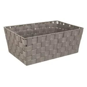 Coș de depozitare împletit, Taupe, cu cadru metalic, 38x26x15cm