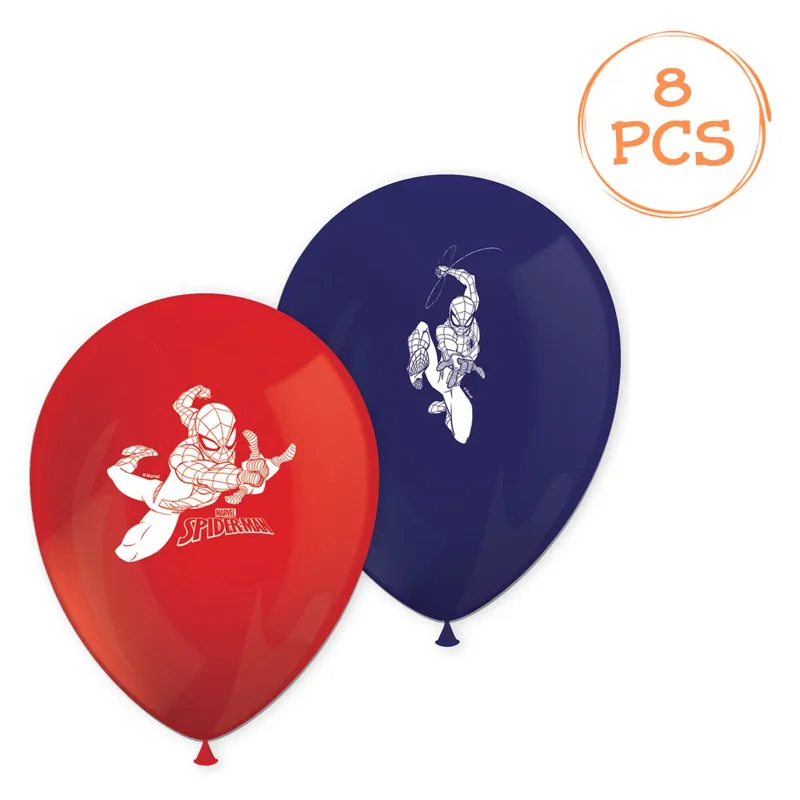 Baloane de Petrecere cu Model Spiderman, 8 buc, 28 cm, Albastru si Rosu