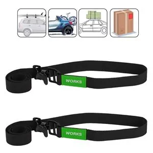 Chingi de fixare cu cataramă metalică, 109x2.5 cm, set 2 buc, negre