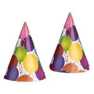 Coifuri Party din Carton Colorat cu Balon, Set de 6 bucăți