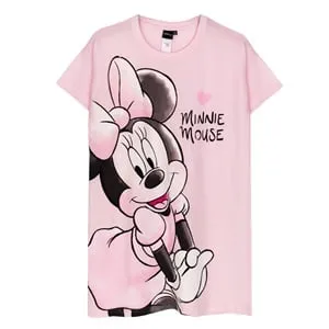 Camasă de noapte din bumbac roz cu imprimeu Minnie Mouse pentru femei