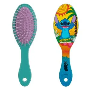 Perie de păr ovală pentru copii cu design Stitch, verde și lila