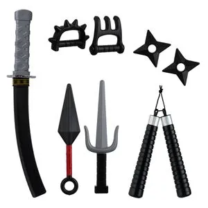 Set Arme Ninja de Jucărie, 8 Piese, Negru și Gri