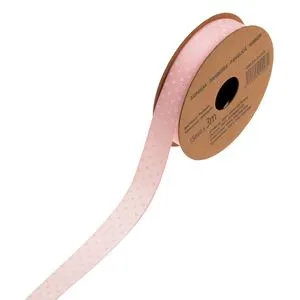 Panglică cu buline, 3m x 15mm, Roz
