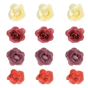 Set cu Trandafiri de Hartie, 12 buc, 4 Culori, 3x3cm