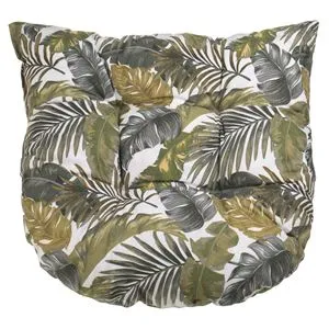 Pernă de podea în formă de potcoavă, albă cu model frunze tropicale, 45x50 cm